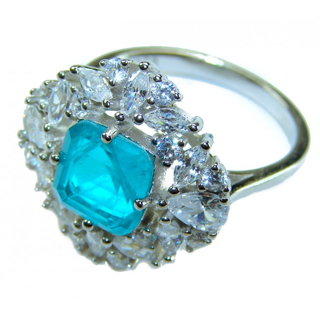 Vintage style - 4.5 carat Emerald .925 Sterling Silver handcrafted Statement ring size 7 1/2 - photo 1