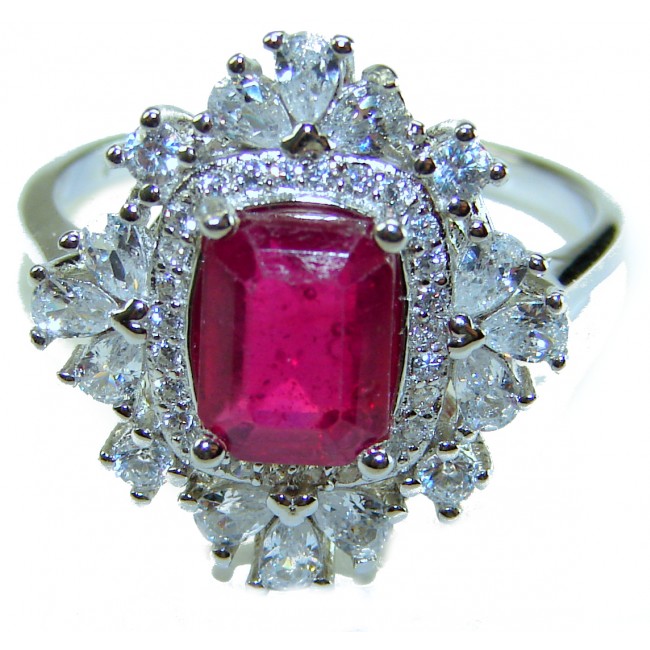 Natural 5.5 carat Ruby .925 Sterling Silver handmade Statement Ring size 8 1/2