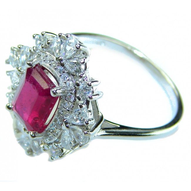 Natural 5.5 carat Ruby .925 Sterling Silver handmade Statement Ring size 8 1/2