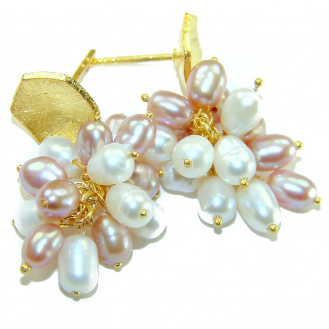 Natural White Mother of Pearl 14K Gold over .925 Sterling Silver handcrafted earrings