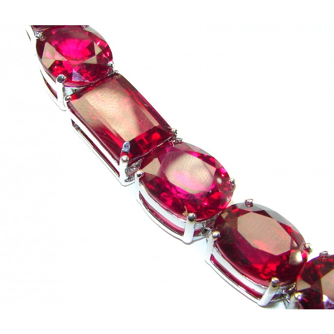 Passion - Magnificent 247.4 carat Red Ruby .925 Sterling Silver handcrafted Heavy Bracelet