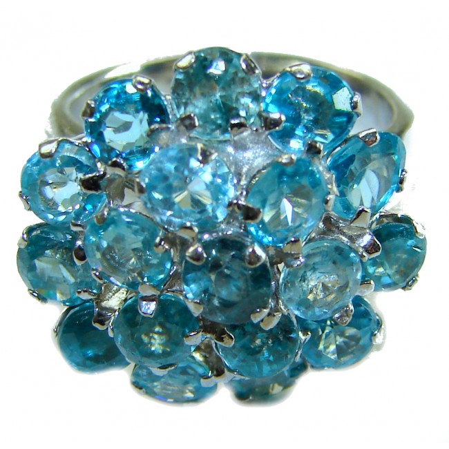 16.8 carat authentic Aquamarine .925 Sterling Silver Handcrafted Ring size 7 1/4 - photo 2