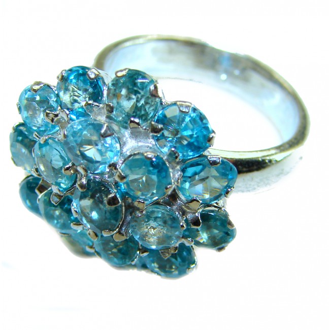 16.8 carat authentic Aquamarine .925 Sterling Silver Handcrafted Ring size 7 1/4 - photo 1