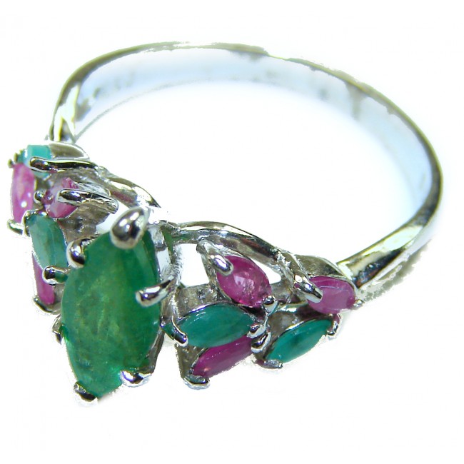 Gabriella - Luxurious 9.5 carat Emerald .925 Sterling Silver handcrafted Cocktail Ring s. 8