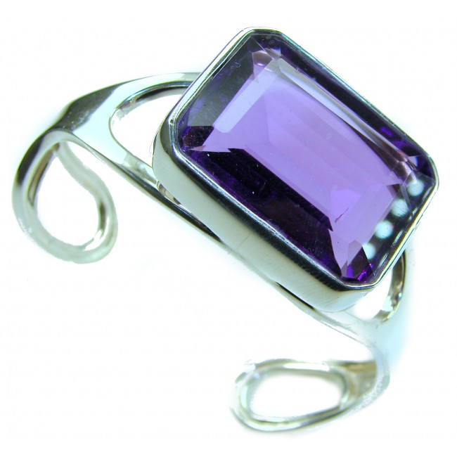 Real Treasure - Genuine 55.6 CARAT Amethyst REAL .925 Sterling Silver handcrafted Bracelet / Cuff