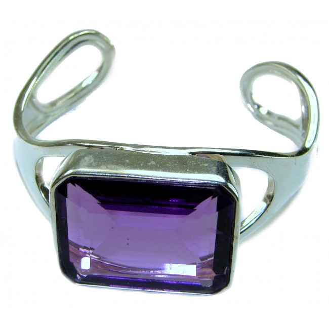 Real Treasure - Genuine 55.6 CARAT Amethyst REAL .925 Sterling Silver handcrafted Bracelet / Cuff