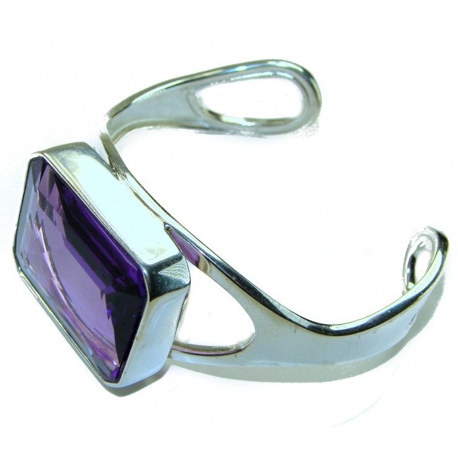 Real Treasure - Genuine 55.6 CARAT Amethyst REAL .925 Sterling Silver handcrafted Bracelet / Cuff