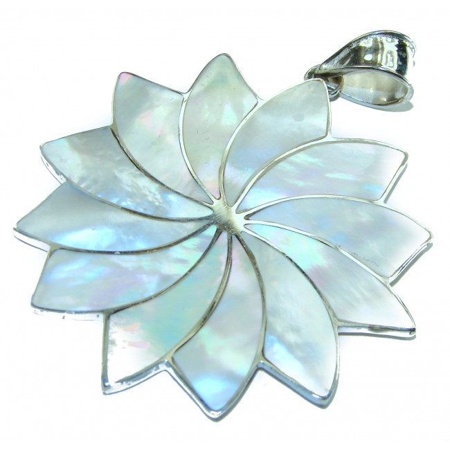 White Flower Natural Blister Pearl .925 Sterling Silver handmade Pendant