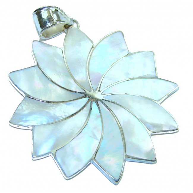 White Flower Natural Blister Pearl .925 Sterling Silver handmade Pendant