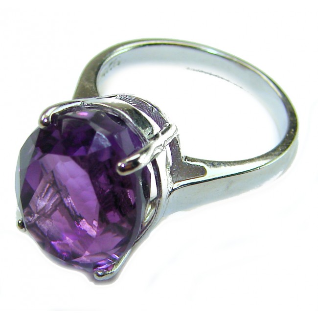 Odyssey 9.5 carat natural Purple Amethyst .925 Sterling Silver Handcrafted Ring size 6
