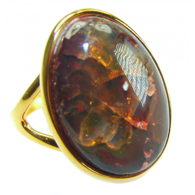 Queen of Fire best quality 22.4 carat Mexican Opal 18K Rose Gold over .925 Sterling Silver handmade ring 7