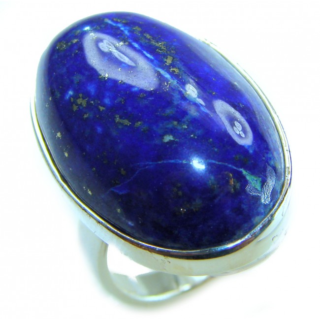 Natural 20.8 carat Lapis Lazuli .925 Sterling Silver handcrafted ring size 7 adjustable