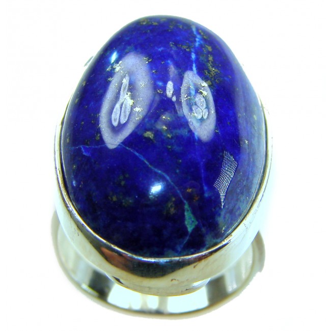 Natural 20.8 carat Lapis Lazuli .925 Sterling Silver handcrafted ring size 7 adjustable
