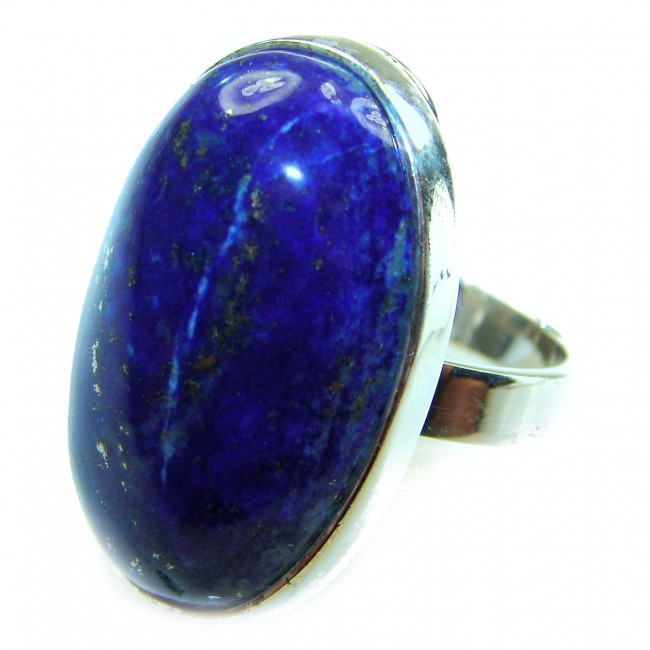 Natural 20.8 carat Lapis Lazuli .925 Sterling Silver handcrafted ring size 7 adjustable