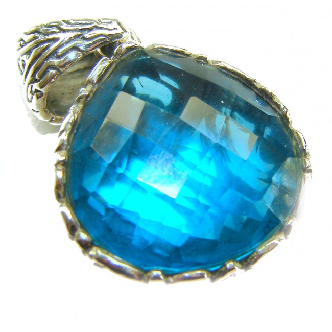 Pacifica pear cut 15.5 carat London Blue Topaz .925 Sterling Silver handmade Pendant