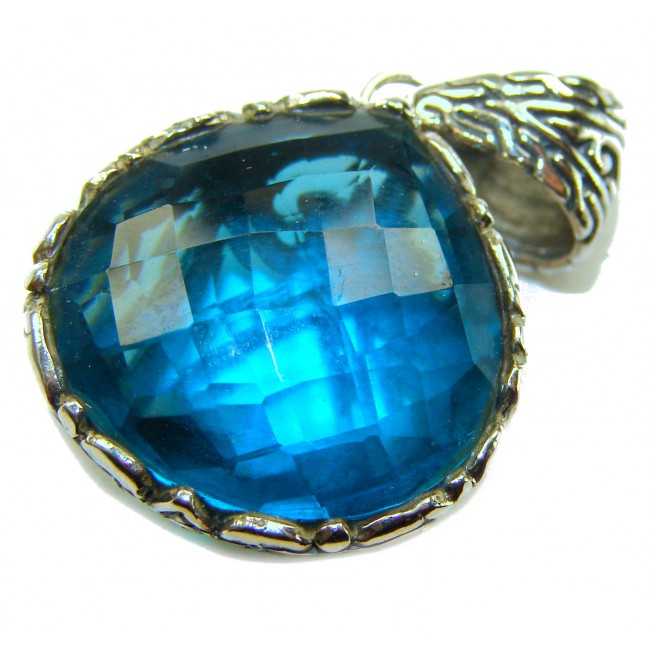 Pacifica pear cut 15.5 carat London Blue Topaz .925 Sterling Silver handmade Pendant