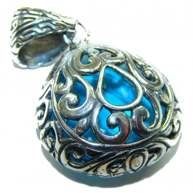 Pacifica pear cut 15.5 carat London Blue Topaz .925 Sterling Silver handmade Pendant