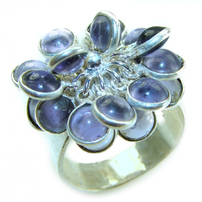 Purple Fun 15.2 carat Amethyst .925 Sterling Silver Handcrafted cha cha Ring size 10 1/2