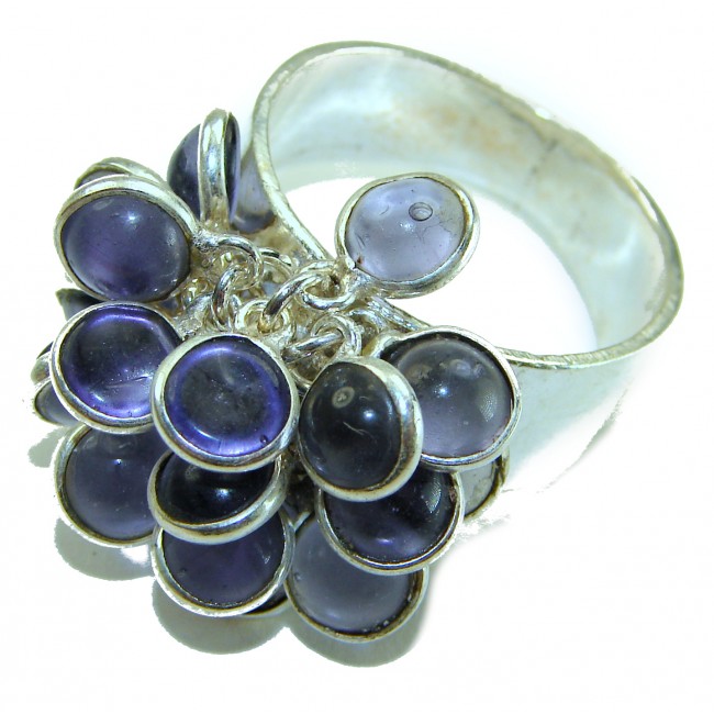 Purple Fun 15.2 carat Amethyst .925 Sterling Silver Handcrafted cha cha Ring size 10 1/2