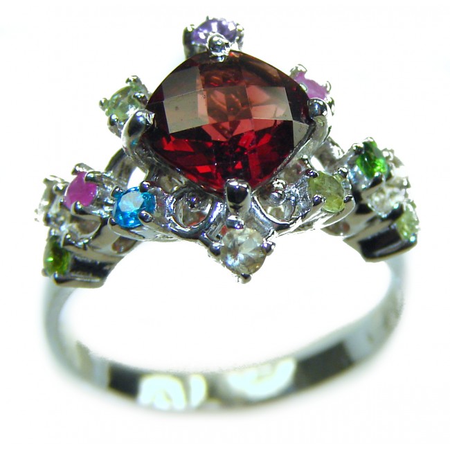 Natural 3.9 carat Ruby .925 Sterling Silver handmade Statement Ring size 6 1/4 - photo 3