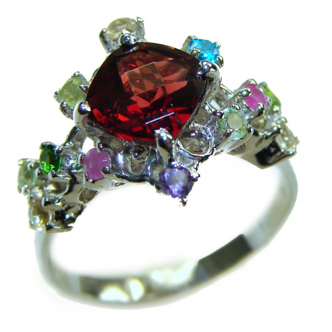 Natural 3.9 carat Ruby .925 Sterling Silver handmade Statement Ring size 6 1/4 - photo 2
