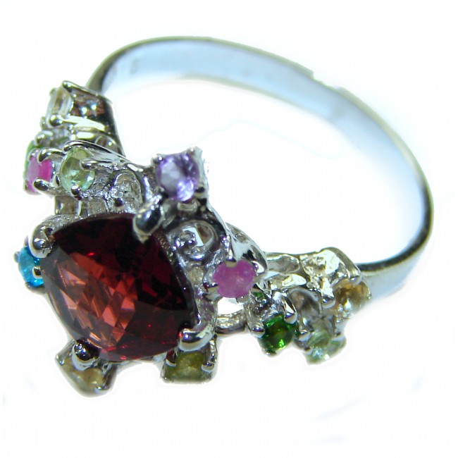 Natural 3.9 carat Ruby .925 Sterling Silver handmade Statement Ring size 6 1/4 - photo 1