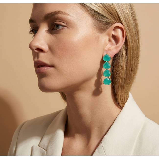 Giovanna - Authentic 21.9 carat Colombian Emerlad .925 Sterling Silver dipped in 22K Gold handcrafted earrings