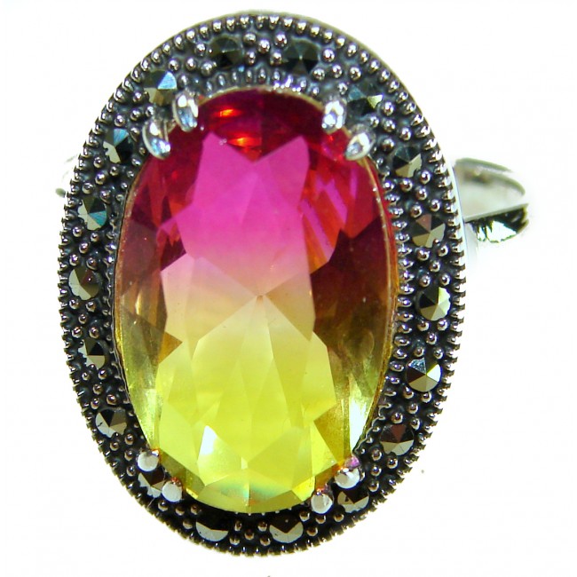 Tiffany 11.5 carat Ametrine Marcasite .925 Sterling Silver handmade Ring s. 9