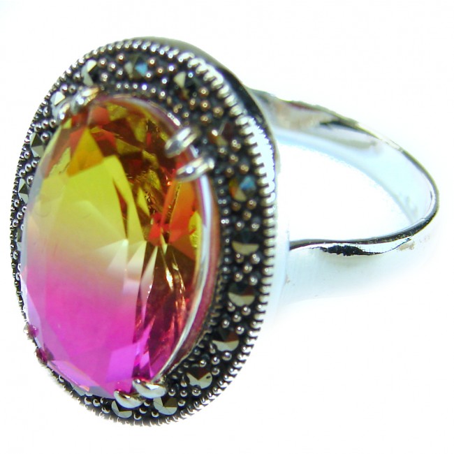 Tiffany 11.5 carat Ametrine Marcasite .925 Sterling Silver handmade Ring s. 9