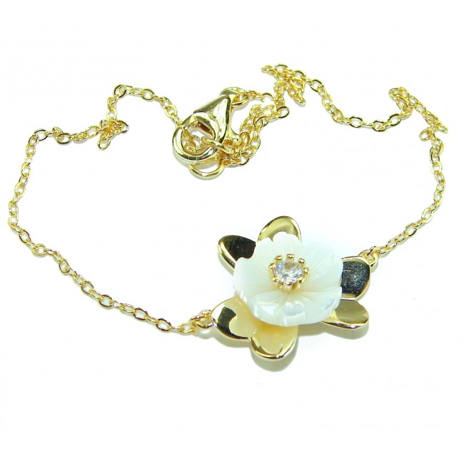 Floral design Blister Pearl 14K Gold over .925 Silver handmade Bracelet