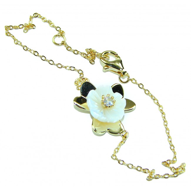 Floral design Blister Pearl 14K Gold over .925 Silver handmade Bracelet