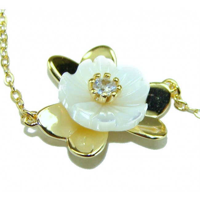 Floral design Blister Pearl 14K Gold over .925 Silver handmade Bracelet