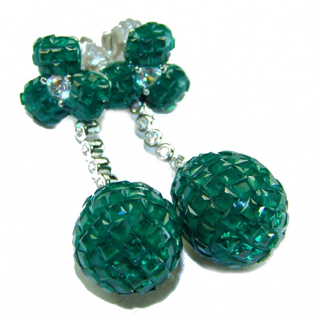 Giovanna - Authentic 21.9 carat Emerlad .925 Sterling Silver handcrafted earrings - photo 3