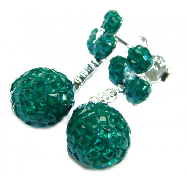 Giovanna - Authentic 21.9 carat Emerlad .925 Sterling Silver handcrafted earrings - photo 2
