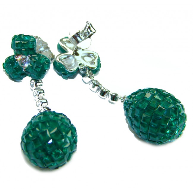 Giovanna - Authentic 21.9 carat Emerlad .925 Sterling Silver handcrafted earrings - photo 1