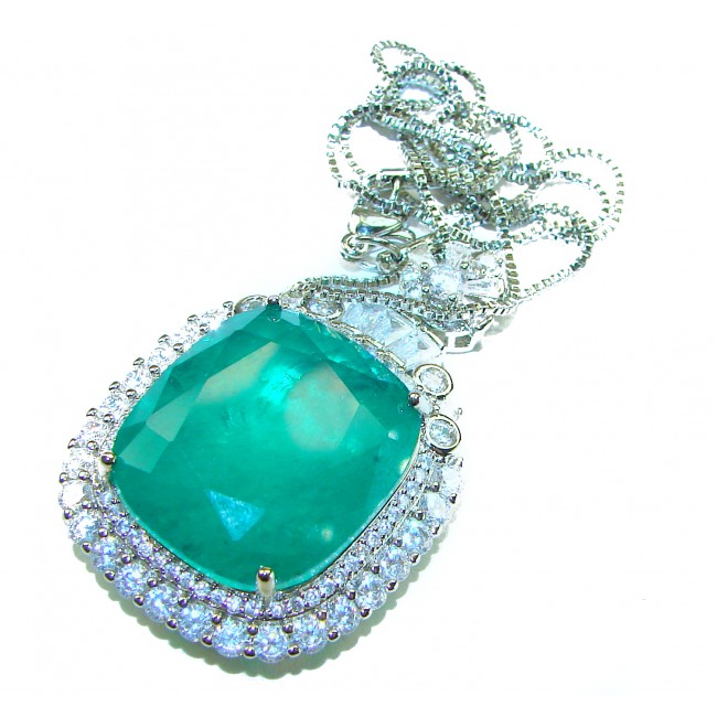 Heirloom authentic 28.9 carat Colombian Emerald .925 Sterling Silver handcrafted Statement necklace