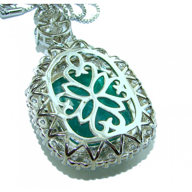 Heirloom authentic 28.9 carat Colombian Emerald .925 Sterling Silver handcrafted Statement necklace