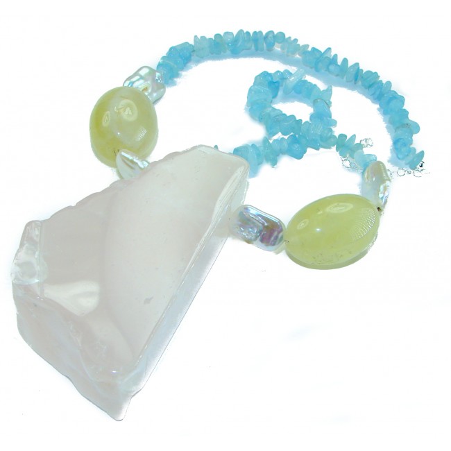 Bochic style Outstanding 288.8 carat Brazilian Rose Quartz .925 Sterling Silver handcrafted Statement necklace; 245.8 grams