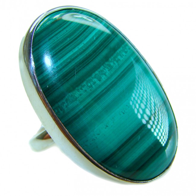Green River 33.2 CARAT genuine Malachite from Utah .925 Sterling Silver handcrafted ring size 8 adjustable