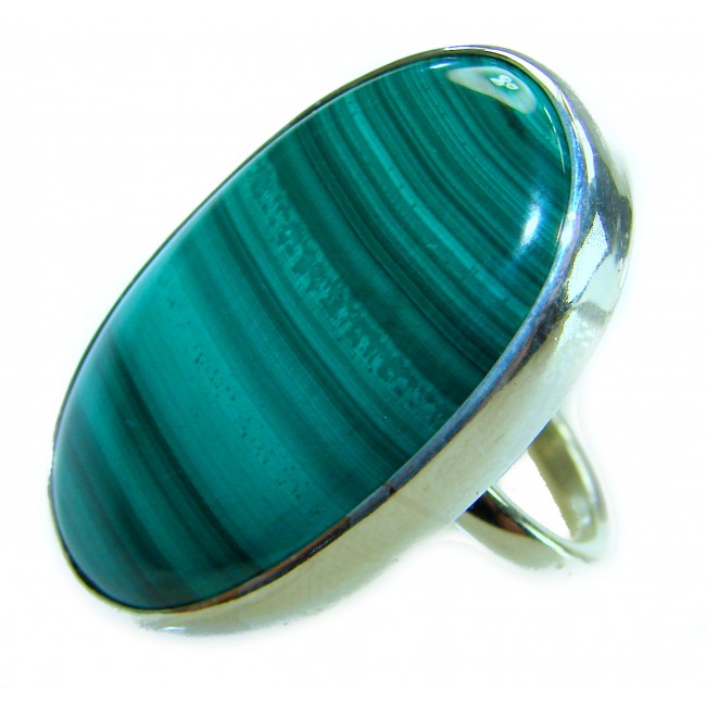 Green River 33.2 CARAT genuine Malachite from Utah .925 Sterling Silver handcrafted ring size 8 adjustable