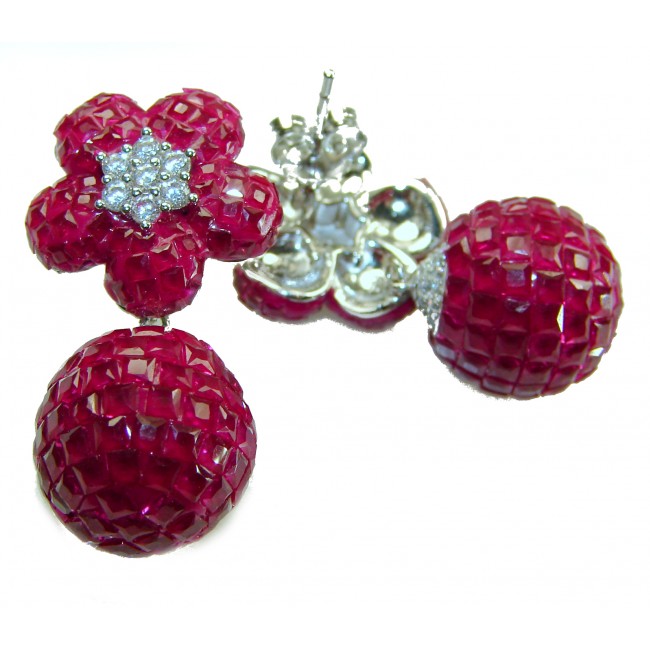 Giovanna - Authentic mystery setting 45.9 carat Ruby .925 Sterling Silver handcrafted earrings