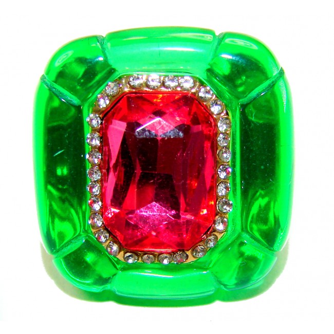 23.2 CARAT genuine Helenite Crystal Pink Topaz .925 Sterling Silver handcrafted ring size 8