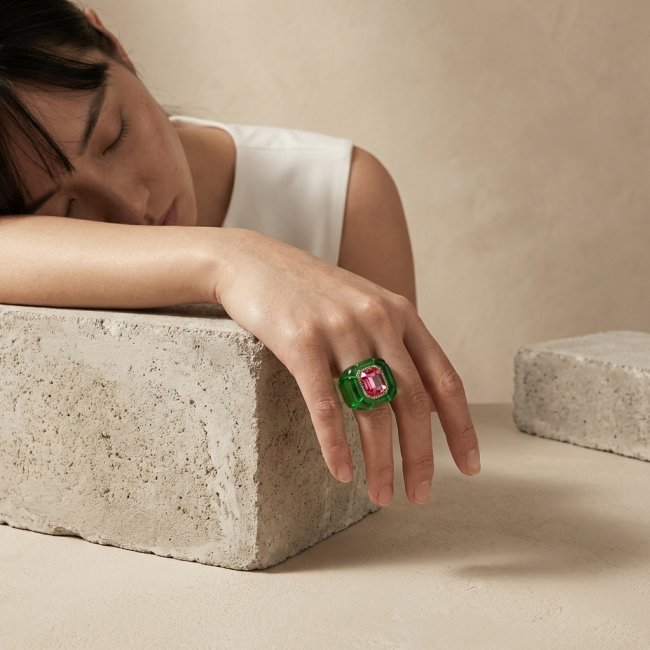 23.2 CARAT genuine Helenite Crystal Pink Topaz .925 Sterling Silver handcrafted ring size 8