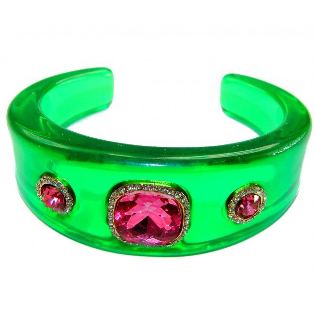 25.8 CARAT genuine Helenite Crystal Pink Topaz .925 Sterling Silver handcrafted Bracelet