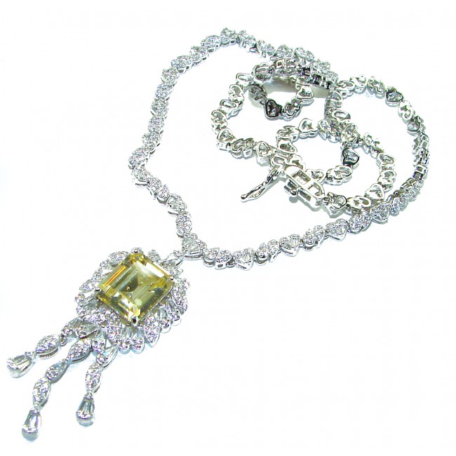 Vintage Beauty Authentic 22.5 carat Brazilian Citrine .925 Sterling Silver handcrafted 16 inches necklace - photo 3