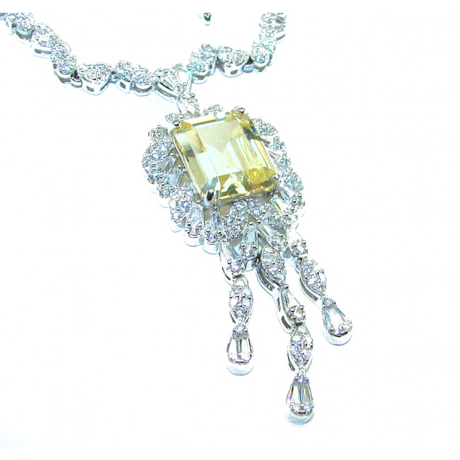 Vintage Beauty Authentic 22.5 carat Brazilian Citrine .925 Sterling Silver handcrafted 16 inches necklace - photo 2