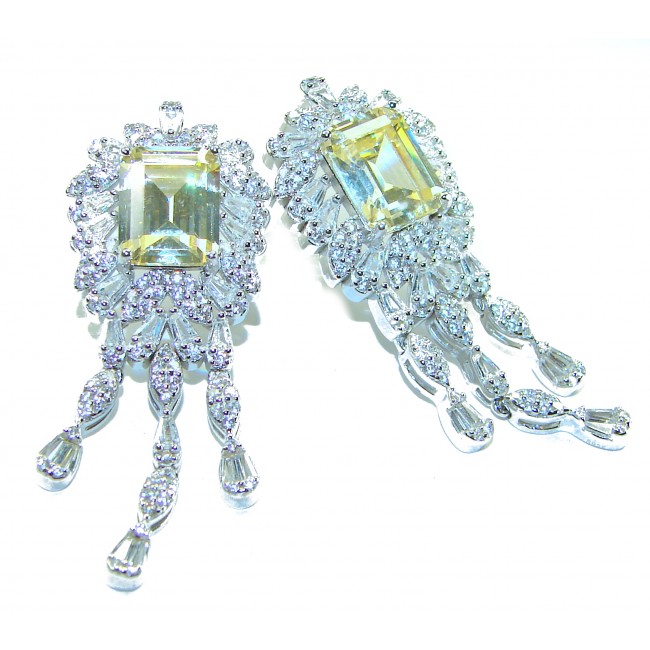 Vintage Beauty Authentic 22.5 carat Brazilian Citrine .925 Sterling Silver handcrafted earrings