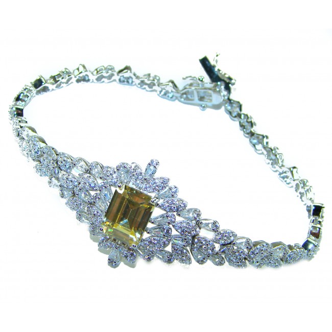 Vintage Beauty Authentic 44.5 carat Brazilian Citrine .925 Sterling Silver handcrafted Bracelet