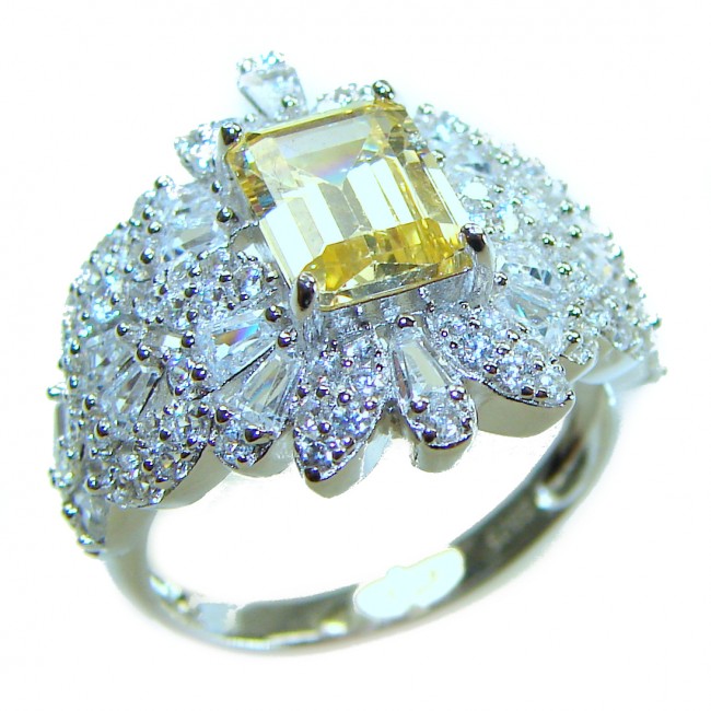 Vintage Beauty Authentic 4.5 carat Brazilian Citrine .925 Sterling Silver handcrafted Ring size 6
