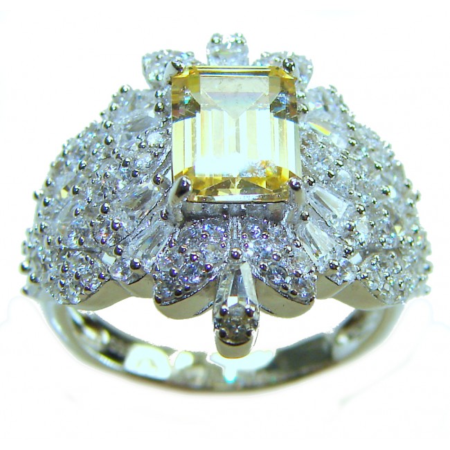 Vintage Beauty Authentic 4.5 carat Brazilian Citrine .925 Sterling Silver handcrafted Ring size 6